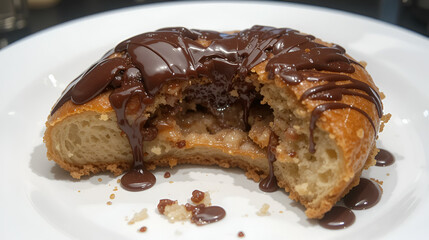 Damaged pastry with chocolate glaze