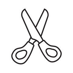 Single outline icon of cutting scissors, symbolizing crafting, tailoring, and precise cutting tools in art or design.