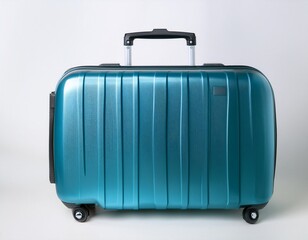 trendy suitcase on white background