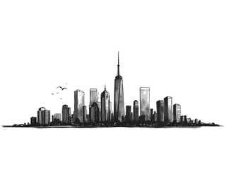 Fototapeta premium Drawing of city skyline