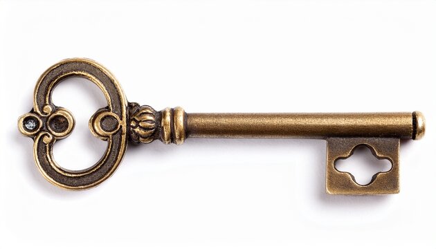 old fashioned ancient key isolated on white background