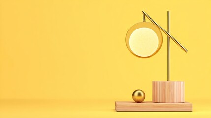 Suspended Minimalist Table Lamp on a Radiant Bright Background, Highlighting a Pristine Product Presentation