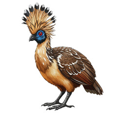 Vibrant Hoatzin Bird Illustration Exotic Tropical Wildlife Animal Art on White Background