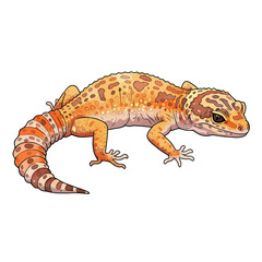 Obraz premium Vibrant Leopard Gecko Pet Reptile Illustration Isolated on White Background