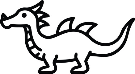 Fototapeta premium Cute cartoon dragon outline for coloring black and white
