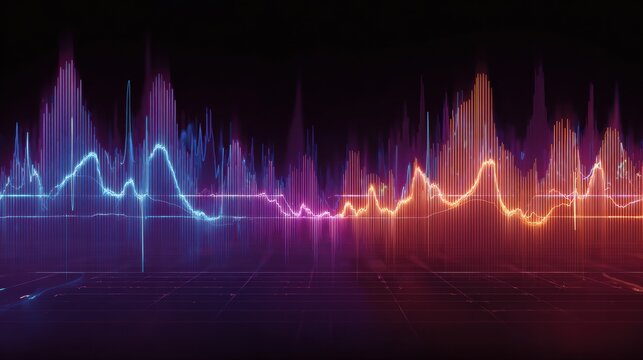 Brainwave Monitor Graph in Neon Colors Highlighting Brain Activity Patterns - Powered by Adobe