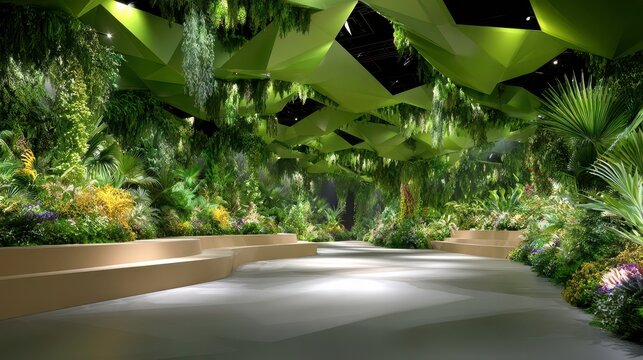 Lush Green Event Space, Botanical Design, Jungle Decor