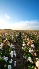 Obraz premium Cotton field at sunset