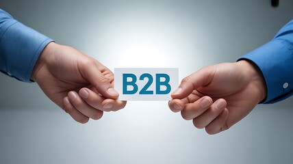 Business hands exchanging b2b card image