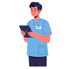 Healthcare Professional Using Digital Tablet for Patient Care