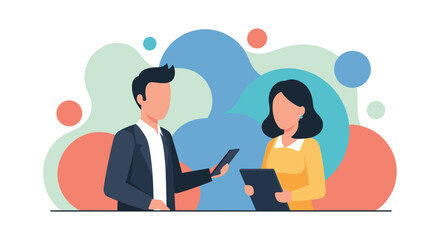 Business colleagues collaborating, ideal for presentations or website banners.