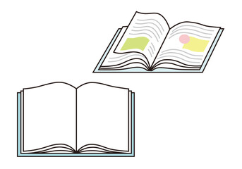 開いた本のイラストセット2