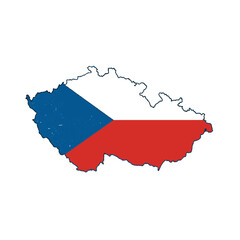 Fototapeta premium Outline of the country Czech Republic with a flag on a white background vector Vector outline of the country with a flag on a white background