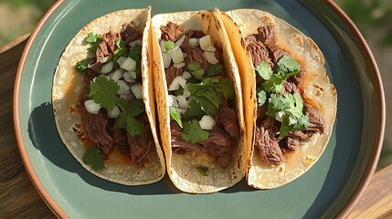 Beef tacos on teal plate