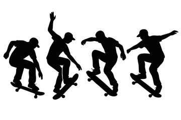 Fototapeta premium A dynamic sequence capturing a skateboarder performing various tricks and moves, showcasing the thrill and energy of the sport