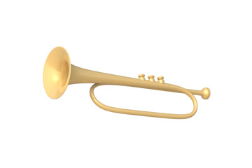 Obraz premium Trumpet isolated on white background. Mediaeval bugle. Musical instrument. 3d render