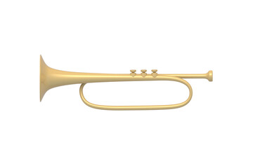 Obraz premium Bugle isolated on white background. Mediaeval trumpet. Musical instrument. 3d render