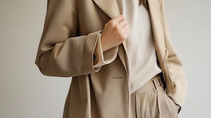 Beige blazer and pants outfit