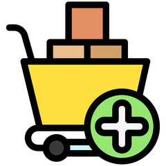Obraz premium Add to Cart outline color, mini illustration icon. use for modern concept, print, UI, UX kit, web and app development. Vector related to commerce, retail, marketing and shopping.