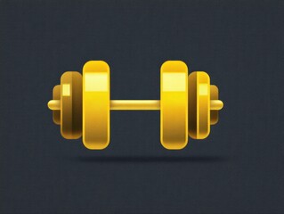 Glossy Gold Dumbbell on Dark Background for Fitness and Health