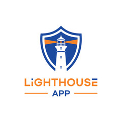 Premium Lighthouse Shield security logo design Earth Shohag
