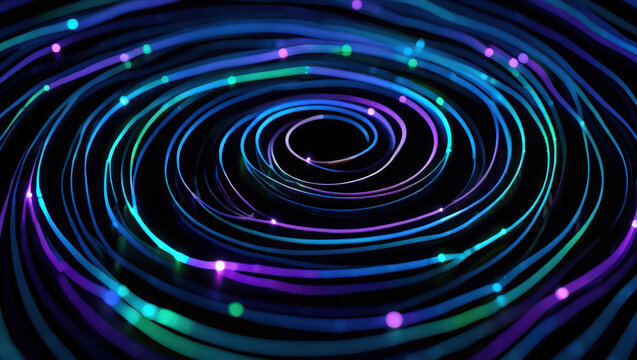 Abstract Swirl of Light Trails on Black Background A Mesmerizing Display of Circular Motion and Vibrant Colors Creating a Dynamic and Energetic Visual Experience