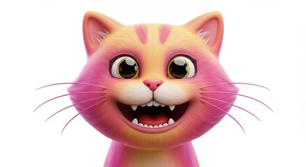 Fototapeta premium Cartoon cat smiling against white background