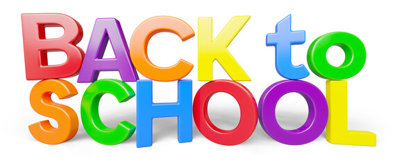 Stacked Plastic Magnetic Letters With Drop Shadow Spelling The Phrase Back To School on a Transparent Background. Transparent PNG.