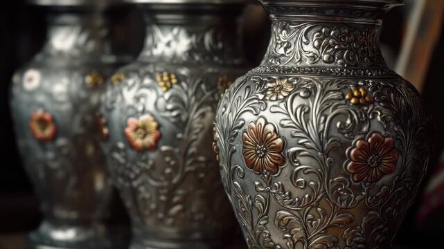A collection of decorative vases placed on a table