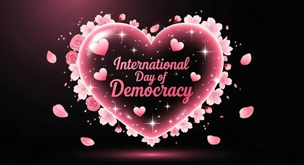 Elegant International Day of Democracy illustration with floral heart design
