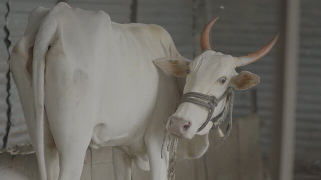 Close-Up of Indian Cow Face in Natural Light &ndash; slog3 10bit 4K unedited clip