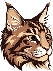 Fototapeta premium Fierce Lynx Head With Brown Tan And White Fur animal logo