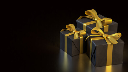 The Black Gift box  for celebration or Holiday concept 3d Rendering.