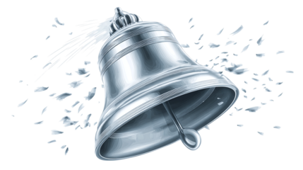School bell with ringing motion effect stylized vector isolated on transparent background 