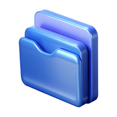 A blue folder icon with three layers and rounded edges on a black background in a rendered style