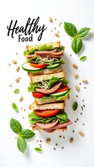 Healthy Food Focus: Wholesome Sandwiches with Fresh Ingredients on White