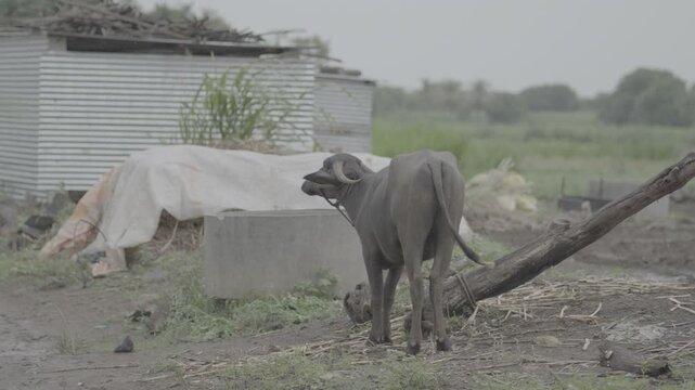 Close-Up of Indian buffalo in Natural Light &ndash; slog3 10bit 4K unedited clip