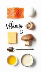 Vitamin D Essentials: Nutrient-Rich Foods in a Clean, Educational Flat Lay