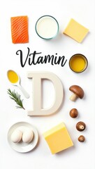 Vitamin D Essentials: Nutrient-Rich Foods in a Clean, Educational Flat Lay