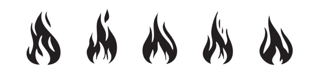 Vector Illustration: Black Fire Flame Icons Set

