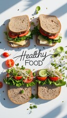 Healthy Food Focus: Wholesome Sandwiches with Fresh Ingredients on White