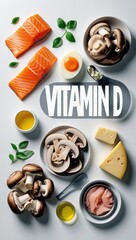 Vitamin D Essentials: Nutrient-Rich Foods in a Clean, Educational Flat Lay