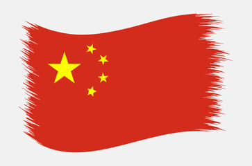 China National Flag Brush Stroke Vector