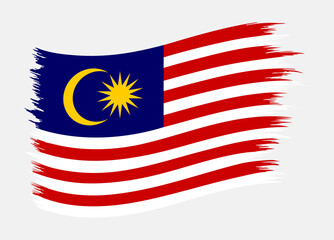 Malaysia National Flag Brush Stroke Vector