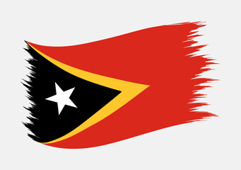 Timor-Leste National Flag Brush Stroke Vector