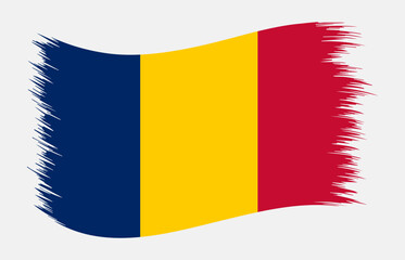 Chad National Flag Brush Stroke Vector