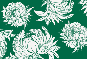 seamless floral pattern paeonias drawing