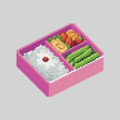 Pixel art illustration Japanese Bento Box. Pixelated Bento Box Set. Japanese Bento Box Set Icon pixelated for the pixel art game and icon for website and video game. old school retro.