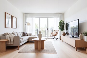 Sunlit Scandinavian Living Room
