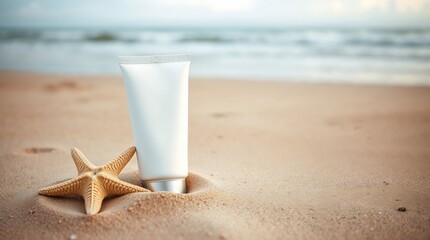 Sunscreen Tube Mockup on Sandy Beach
